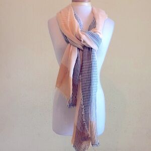 Yellow and Grey Stripe Plaid Lightweight Scarf/Wrap